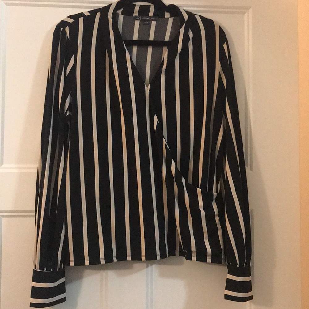 Black and Tan striped blouse